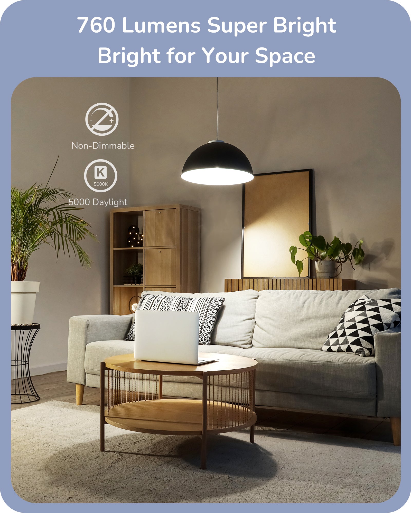 EDISHINE 4-Pack A19 LED Light Bulb, 760LM, 9 Watt(60 Watt Equivalent), E26 Medium Screw Base, Non Dimmable-HNLA19P-HNLA19N