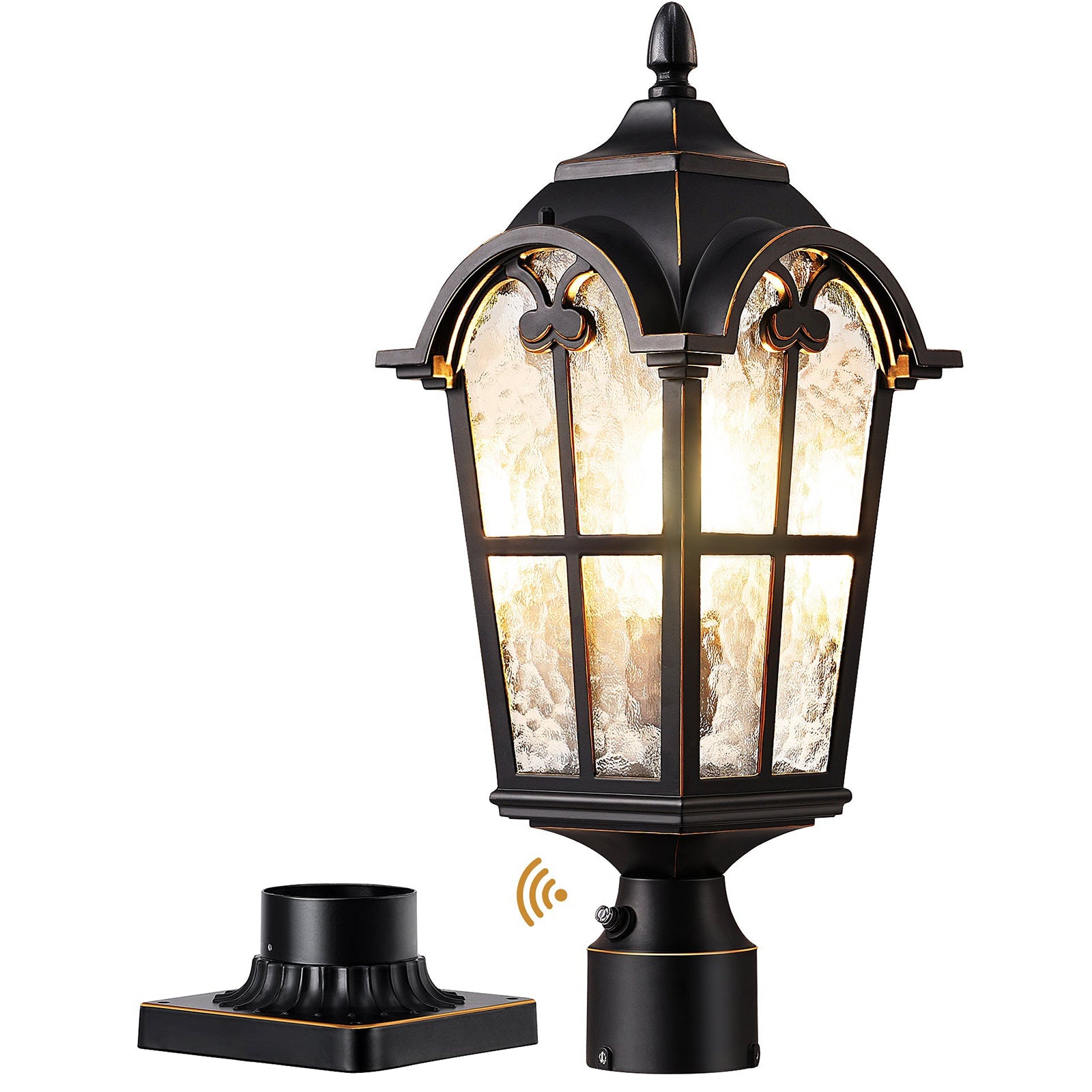 21.9“ Height Large Size Dusk to Dawn Outdoor Post Light with Pier Mount Base - Black
