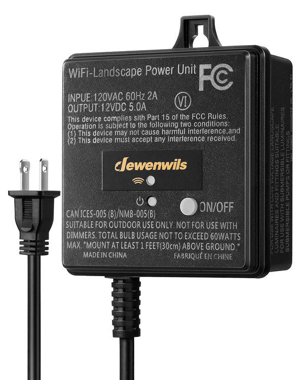 DEWENWILS WiFi Low Voltage Transformer 60W, 120V AC to 12V DC-HOSL02W
