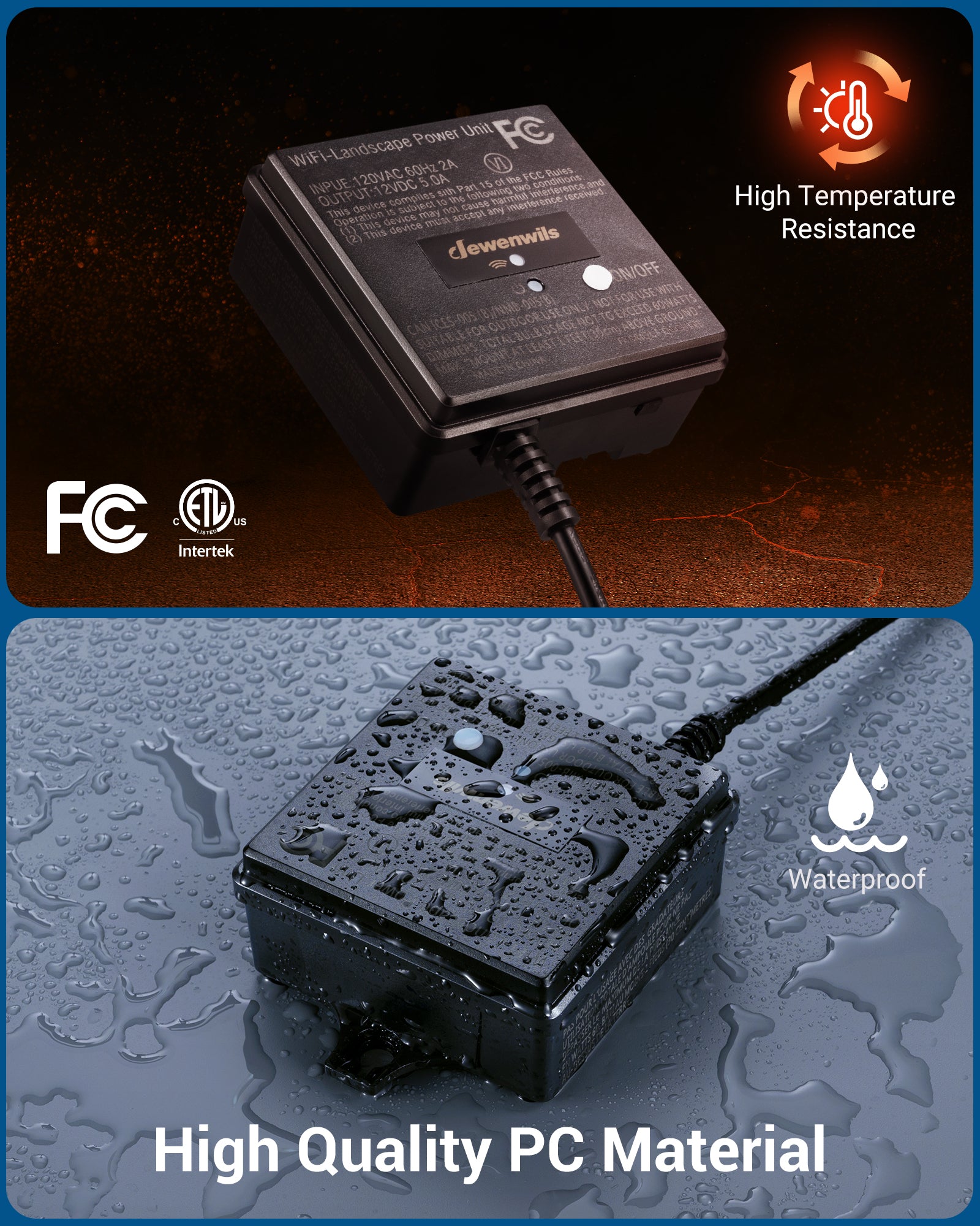 DEWENWILS WiFi Low Voltage Transformer 60W, 120V AC to 12V DC-HOSL02W