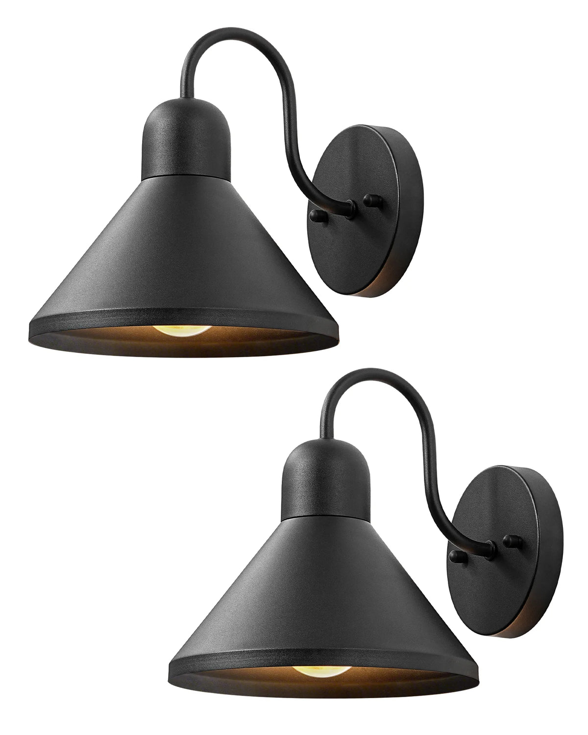 2 Pack Gooseneck Outdoor Wall Light Fixture