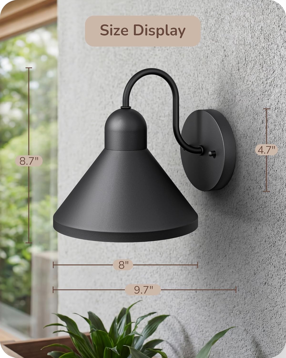 2 Pack Gooseneck Outdoor Wall Light Fixture