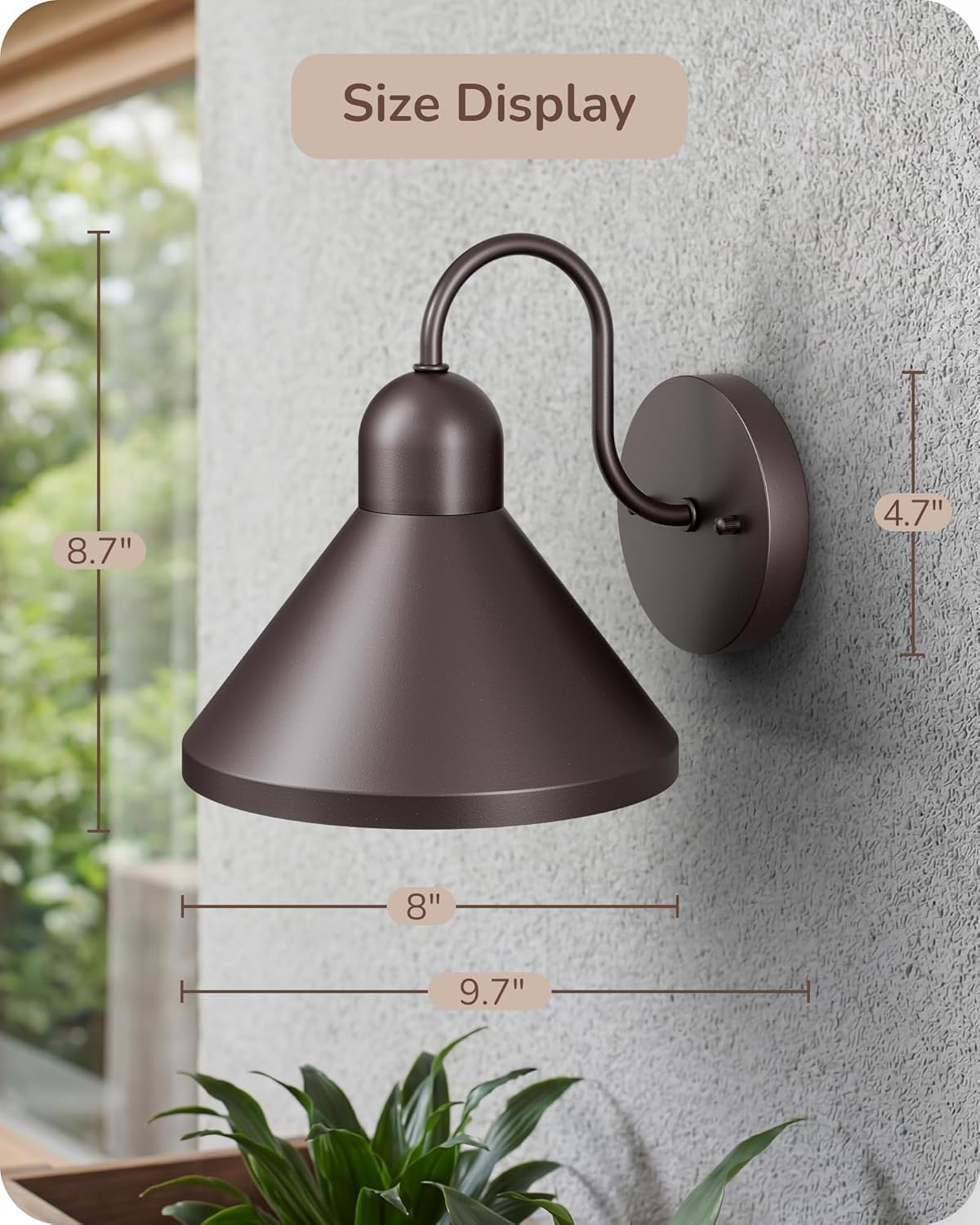 2 Pack Gooseneck Outdoor Wall Light Fixture