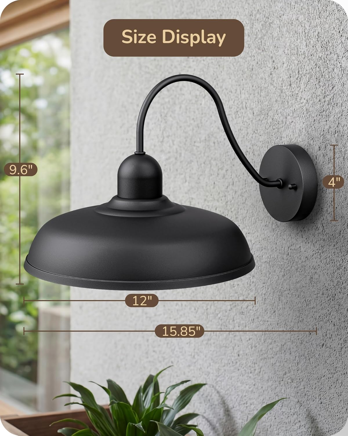 2 Pack Gooseneck Outdoor Wall Light Fixture