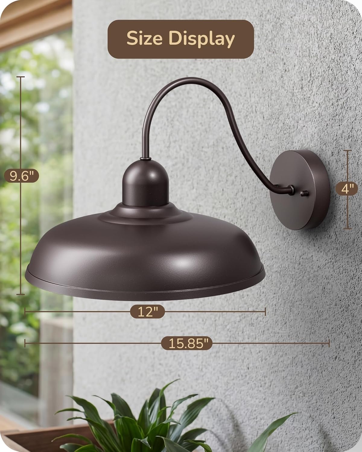 2 Pack Gooseneck Outdoor Wall Light Fixture