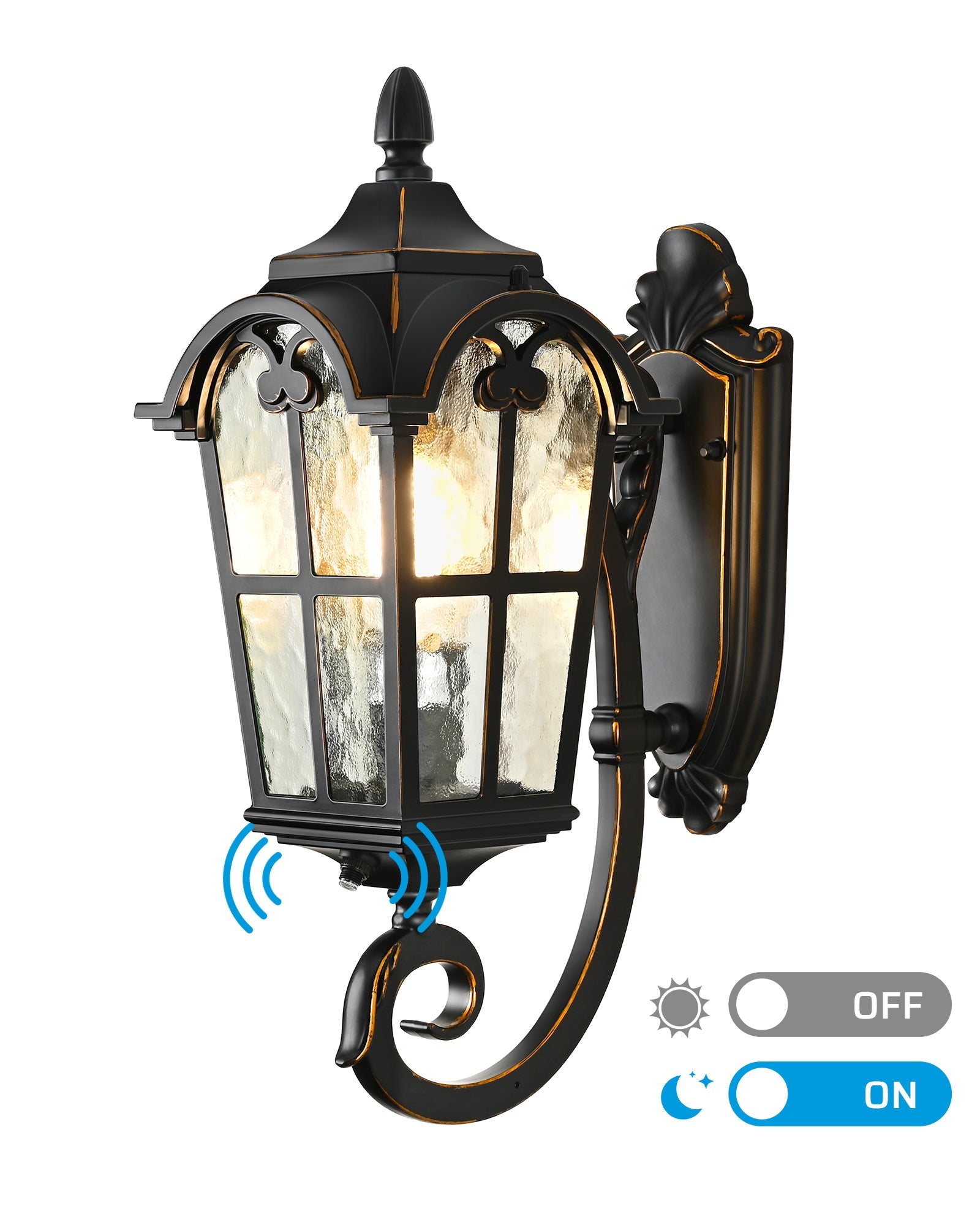 C Cattleya 1-Light Matte Black Dusk To Dawn Outdoor Wall Light With Clear Tempered Glass C Cattleya 1-Light Matte Black Dusk To Dawn Outdoor Wall Light With Clear Tempered Glass
