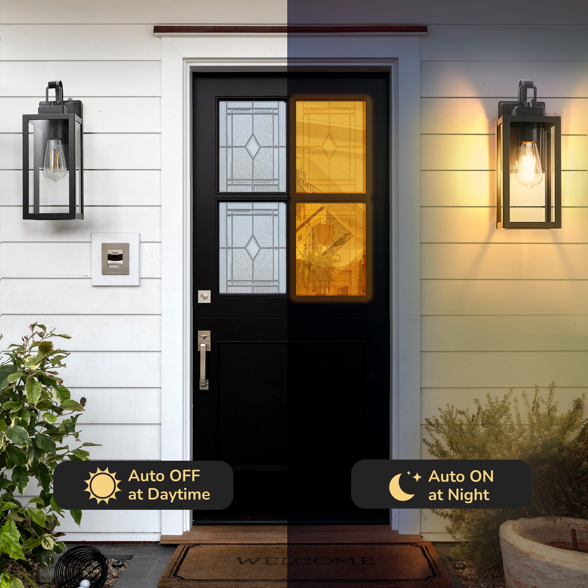 EDISHINE Dusk to Dawn Outdoor Wall Lantern-HOWL06U
