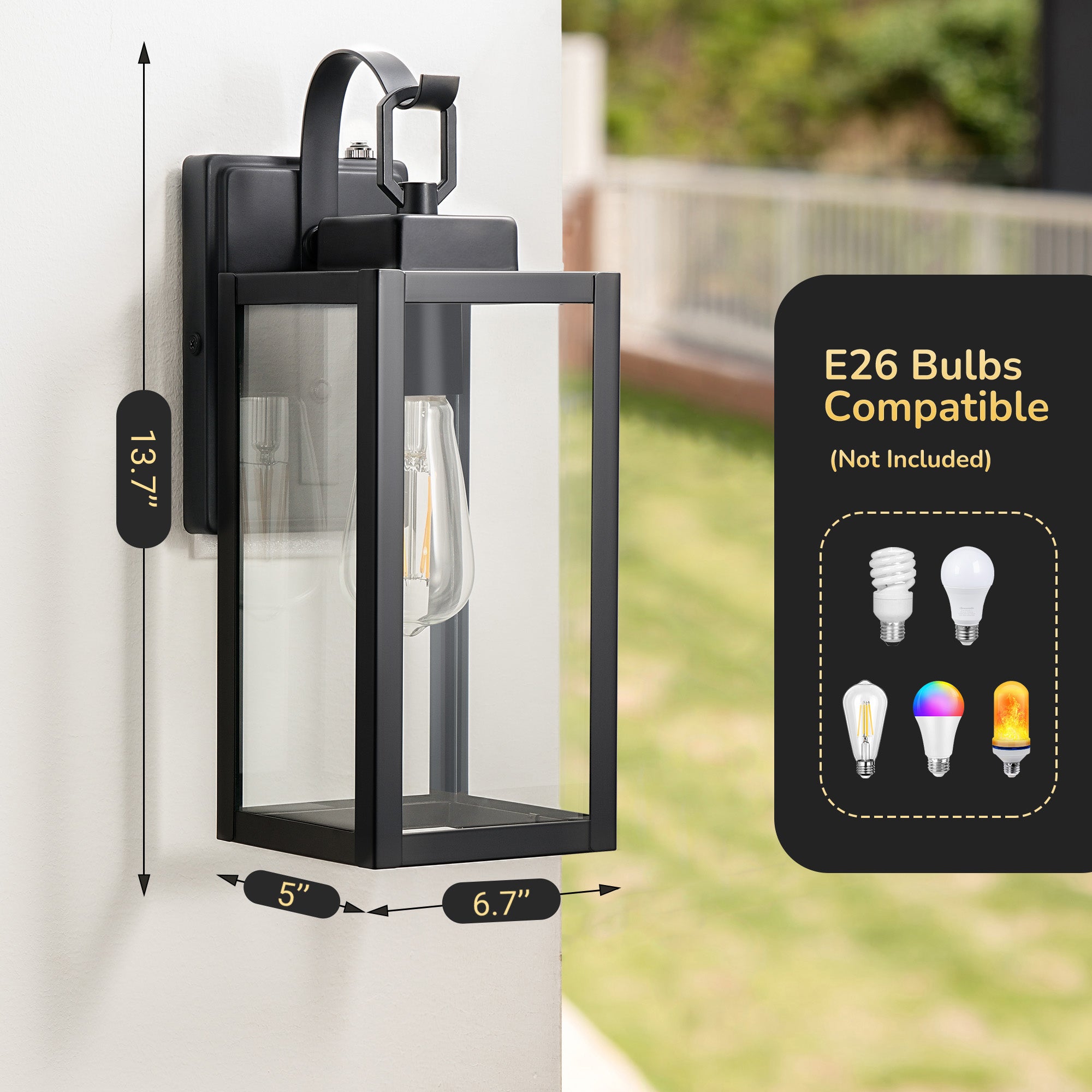 EDISHINE Dusk to Dawn Outdoor Wall Lantern-HOWL06U