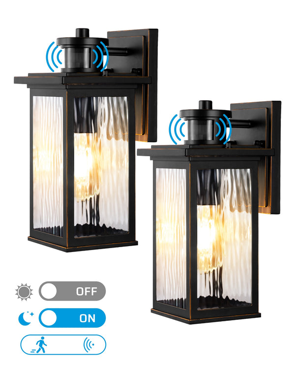 EDISHINE 2 Pack Dusk to Dawn Outdoor Wall Lights with Motion Sensor-F1HOWL07E