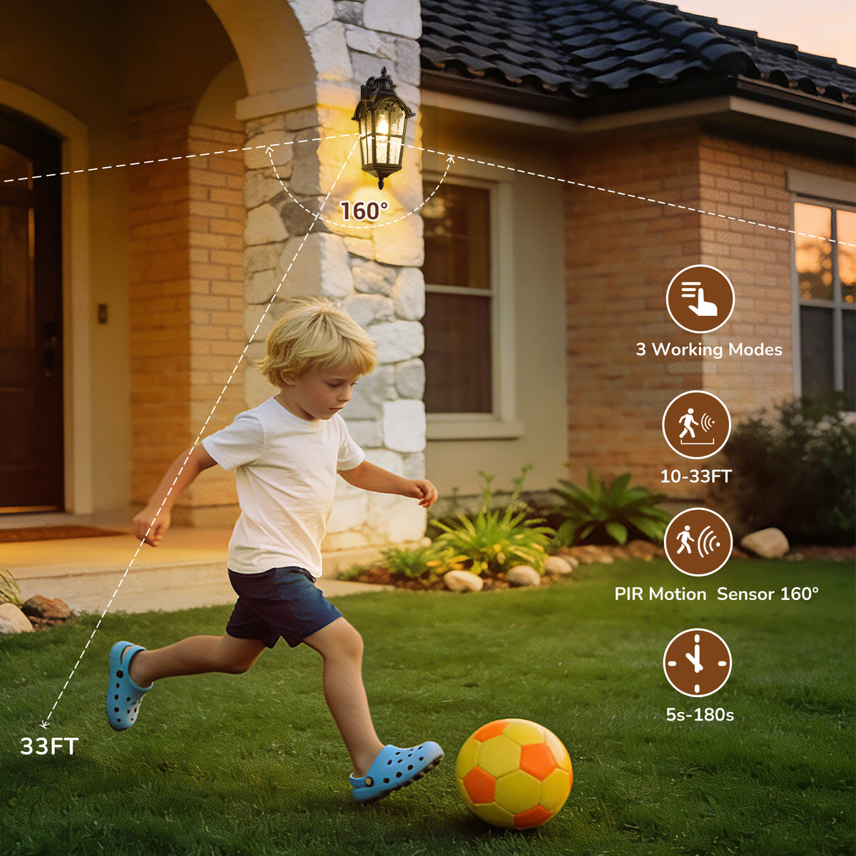 20.2" Roman Motion Sensor Outdoor Wall Light