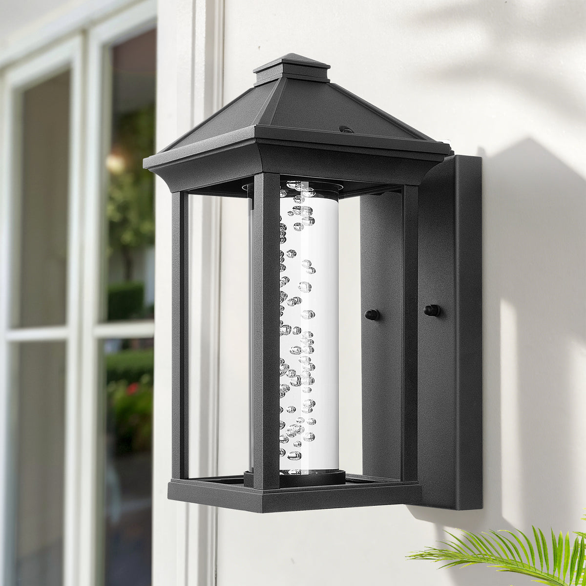 11.73" Bubble Acrylic Outdoor Wall Light with Dusk to Dawn Sensor