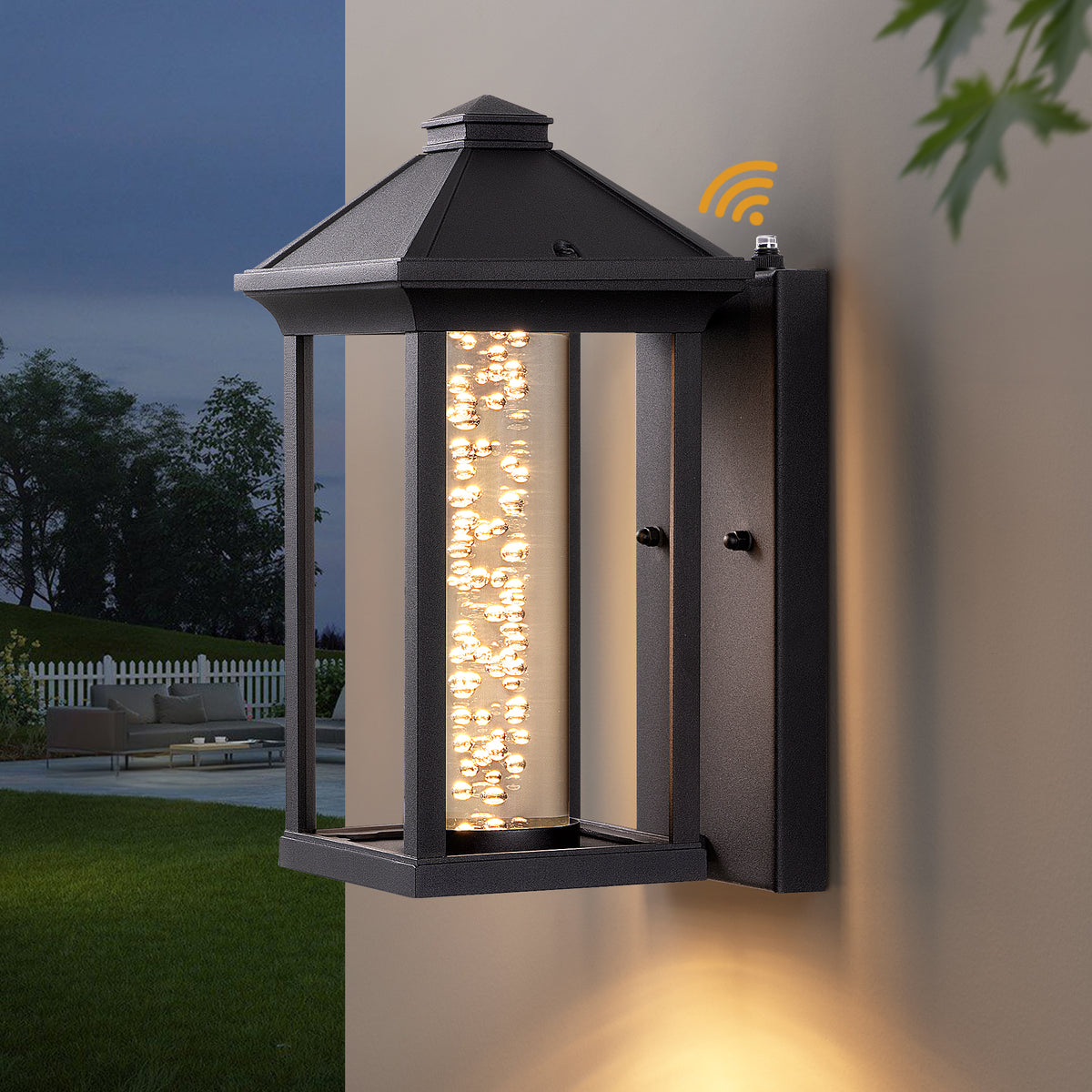 11.73" Bubble Acrylic Outdoor Wall Light with Dusk to Dawn Sensor