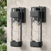 15" Rectangular Water Ripple Glass Outdoor Wall Light - 2 Pack