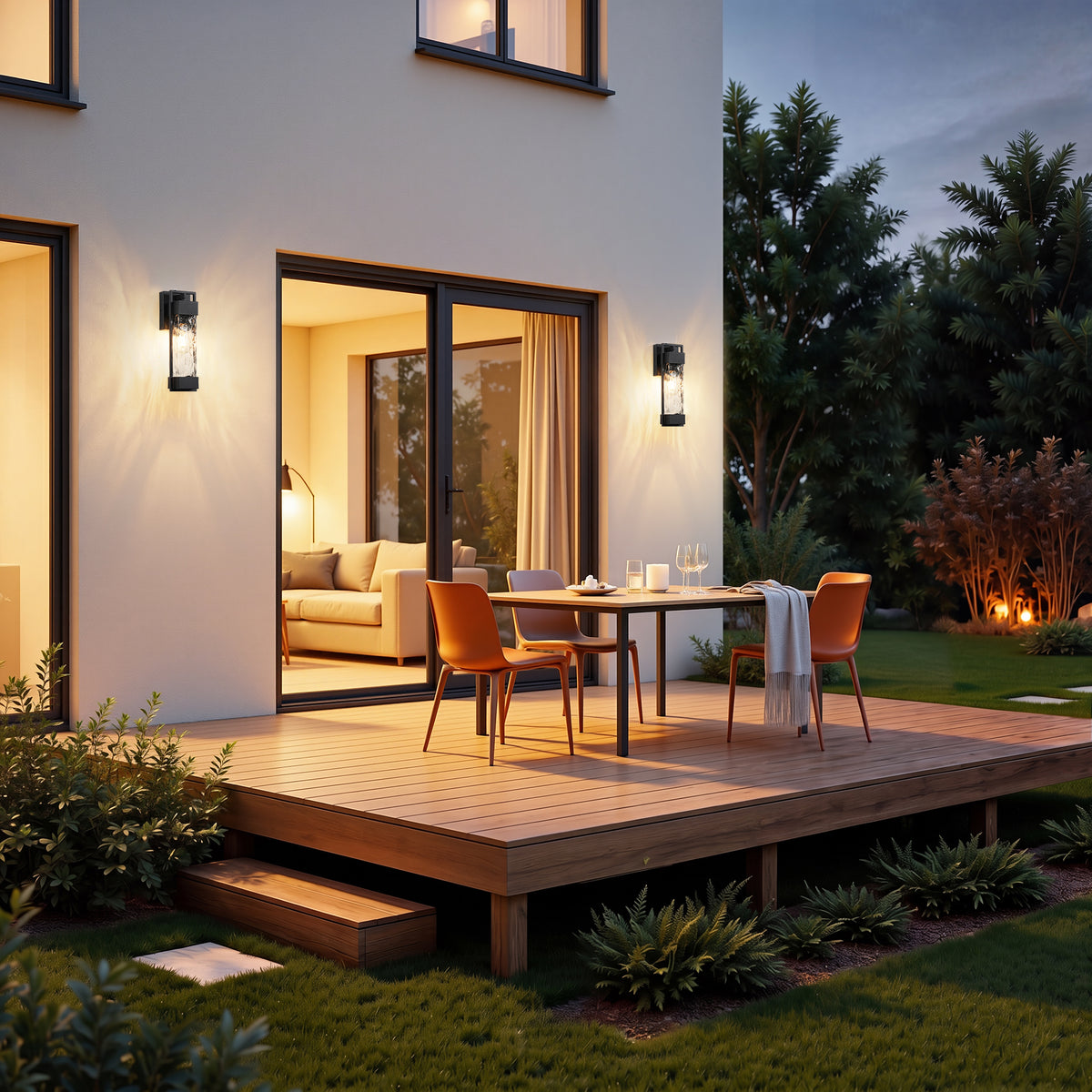15" Rectangular Water Ripple Glass Outdoor Wall Light - 2 Pack