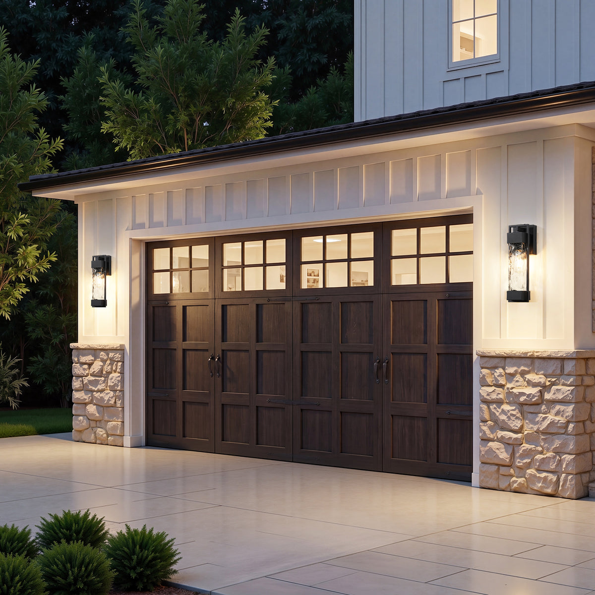 15" Rectangular Water Ripple Glass Outdoor Wall Light - 2 Pack