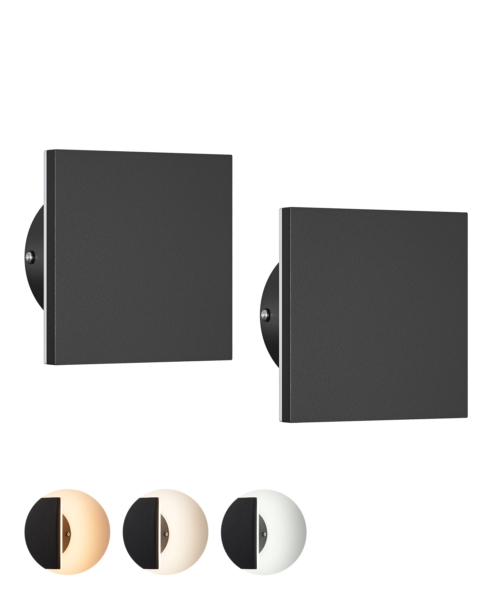 EDISHINE  LED Outdoor Wall Light, Small Square Modern White Sconces