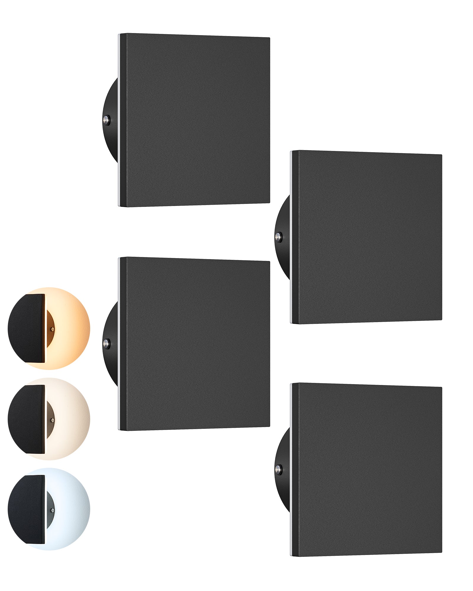 EDISHINE  LED Outdoor Wall Light, Small Square Modern White Sconces