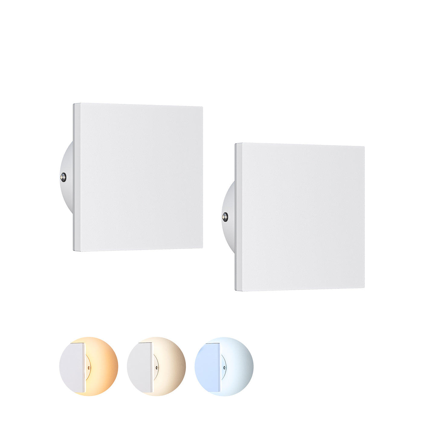 EDISHINE  LED Outdoor Wall Light, Small Square Modern White Sconces