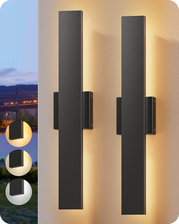 EDISHINE 2 Pack 15.7'' 3CCT Dimmable LED Outdoor Wall Lights-HOWL22F