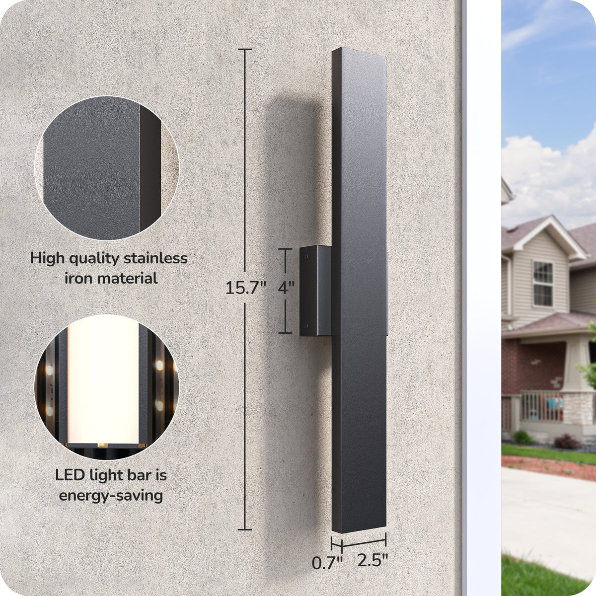 EDISHINE 2 Pack 15.7'' 3CCT Dimmable LED Outdoor Wall Lights (Black) - HOWL22F