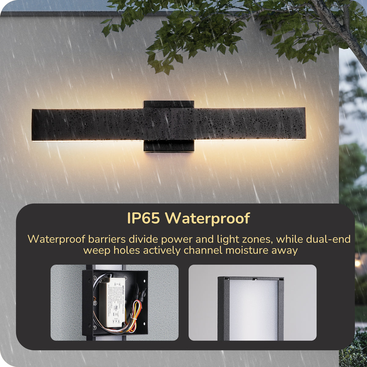 EDISHINE 2 Pack 15.7'' 3CCT Dimmable LED Outdoor Wall Lights (Black) - HOWL22F