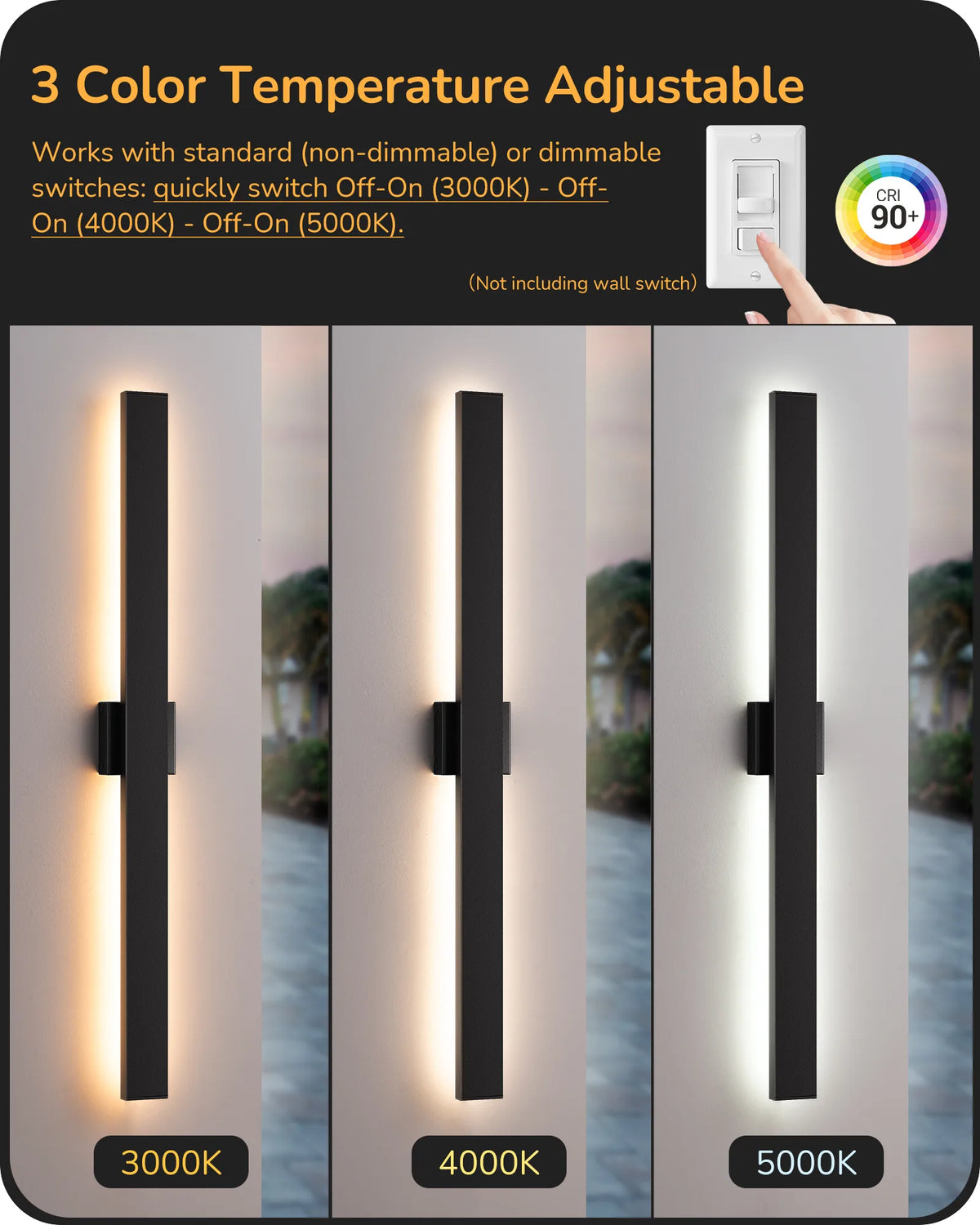 EDISHINE 2 Pack Dimmable LED Outdoor Wall Lights, Oil Rubbed Bronze-HOWL22E