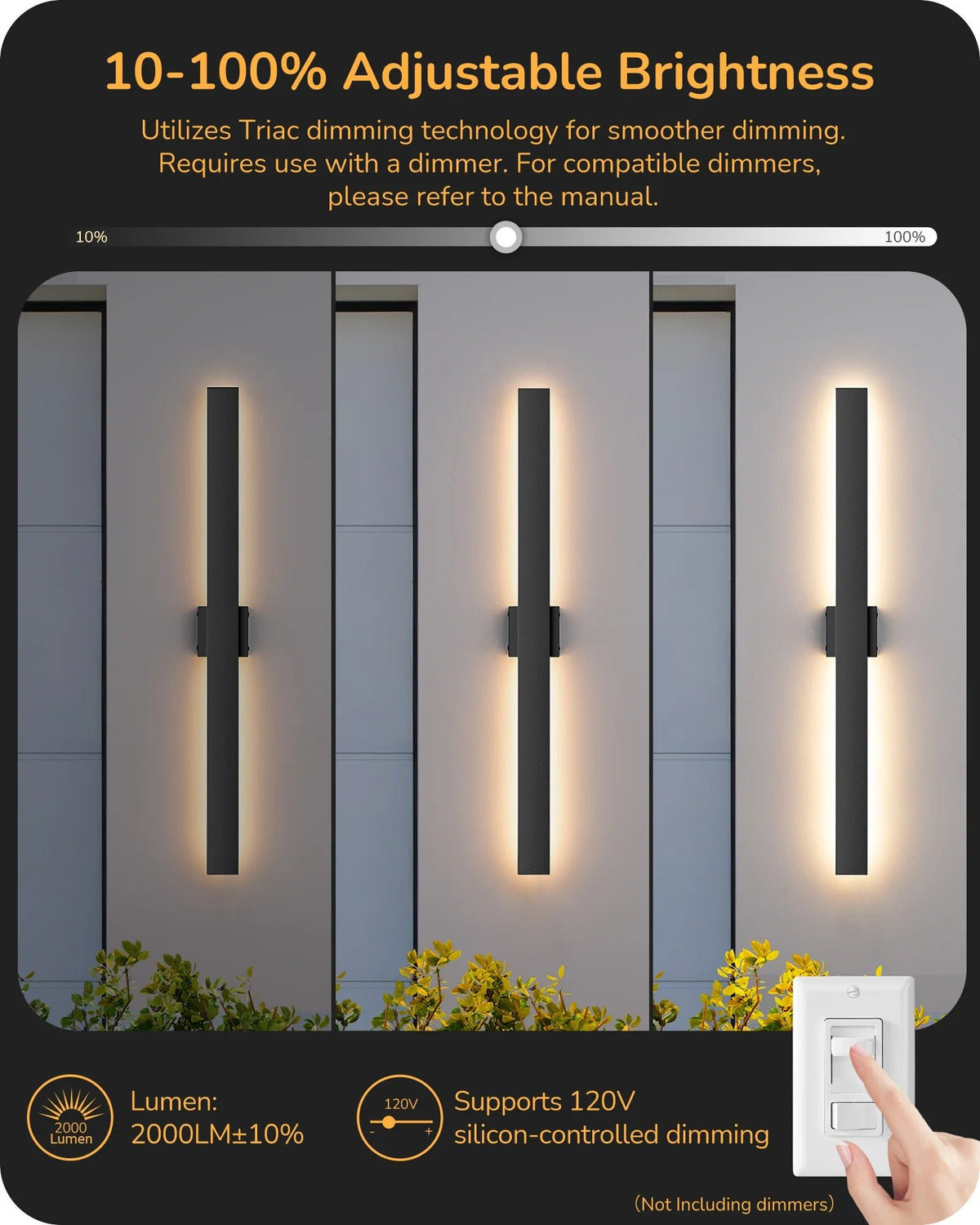 EDISHINE 2 Pack Dimmable LED Outdoor Wall Lights, Oil Rubbed Bronze-HOWL22E