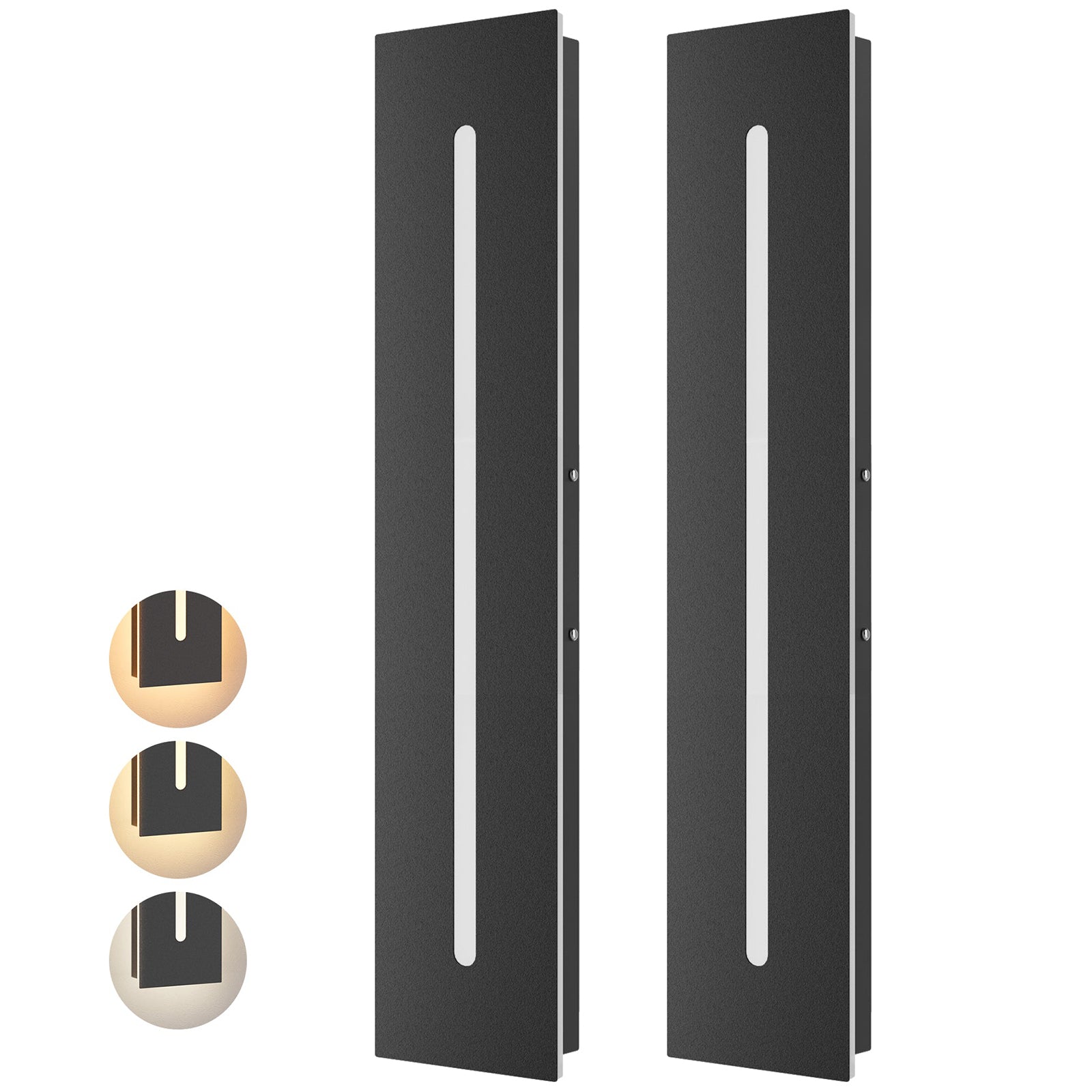 EDISHINE Upgraded 2 Pack 23.6" Led Outdoor Wall Light, Linear Modern Exterior Lighting Fixtures, Adjustable Brightness & Color Temperature, IP65 Waterproof, Long Exterior Wall Sconce for Garage, Door
