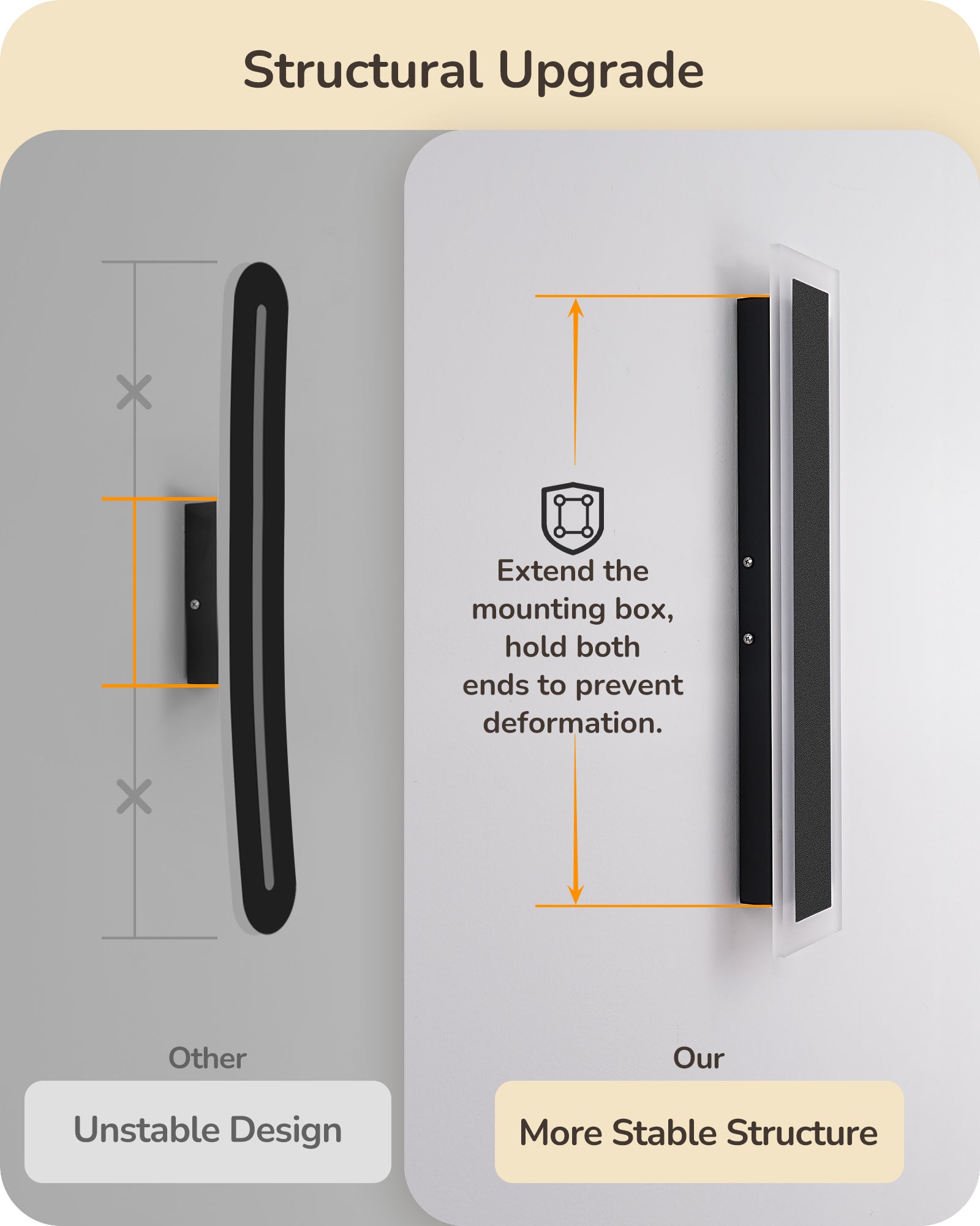 EDISHINE Upgraded 2 Pack 23.6" LED Outdoor Wall Light, Linear Modern Exterior Wall Sconce, Adjustable Brightness & Color Temperature, IP65 Waterproof, Long Exterior Lighting Fixtures for Garage