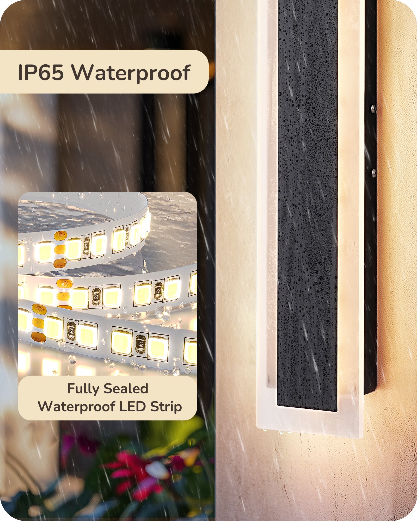 EDISHINE Upgraded 2 Pack 23.6" LED Outdoor Wall Light, Linear Modern Exterior Wall Sconce, Adjustable Brightness & Color Temperature, IP65 Waterproof, Long Exterior Lighting Fixtures for Garage