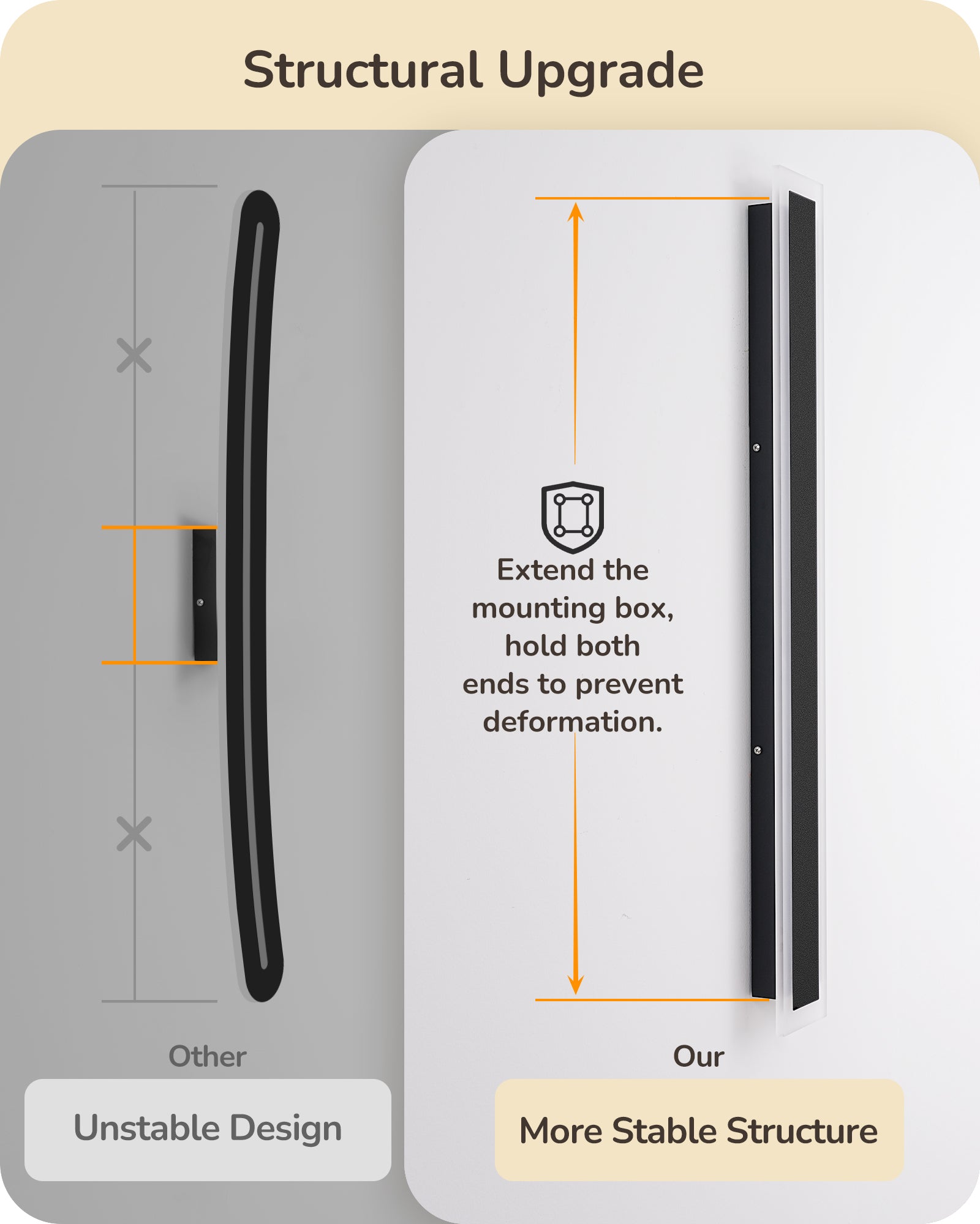 EDISHINE Upgraded 2 Pack 23.6" LED Outdoor Wall Light, Linear Modern Exterior Wall Sconce, Adjustable Brightness & Color Temperature, IP65 Waterproof, Long Exterior Lighting Fixtures for Garage