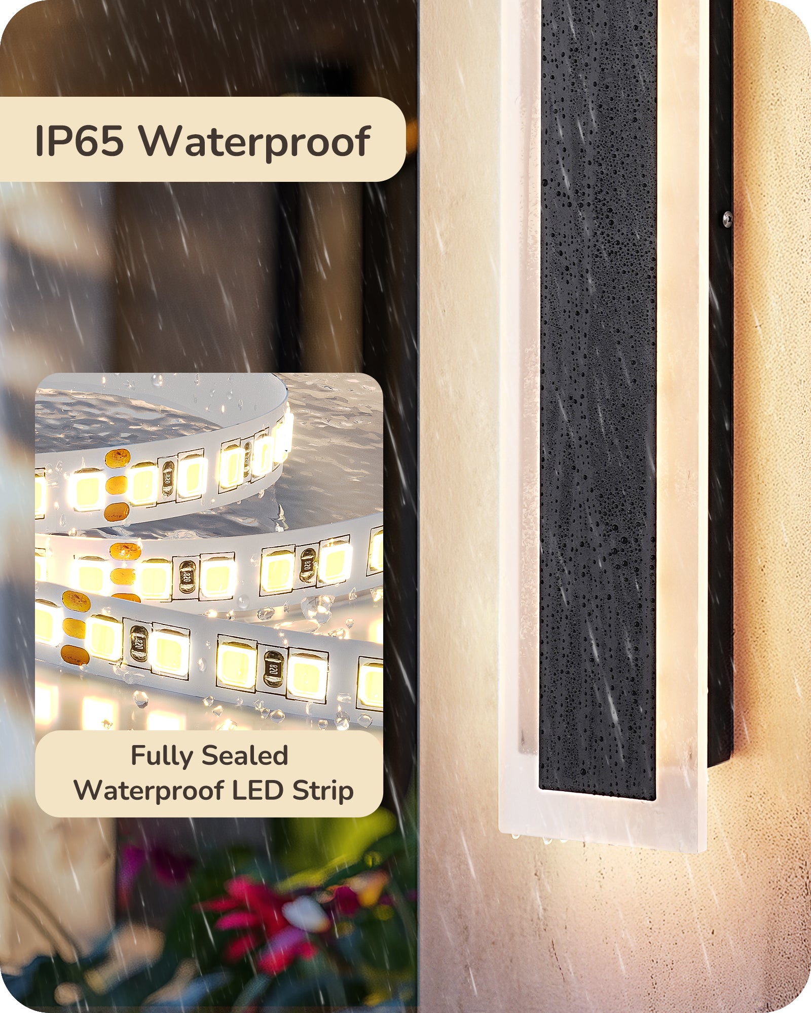 EDISHINE Upgraded 2 Pack 23.6" LED Outdoor Wall Light, Linear Modern Exterior Wall Sconce, Adjustable Brightness & Color Temperature, IP65 Waterproof, Long Exterior Lighting Fixtures for Garage