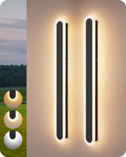 EDISHINE Upgraded 2 Pack 39.4" LED Outdoor Wall Light, Dimmable & 3 CCT, Linear Modern Exterior Lighting Fixtures, IP65 Waterproof, Oval Long Outside Wall Sconce for Garage, Porch