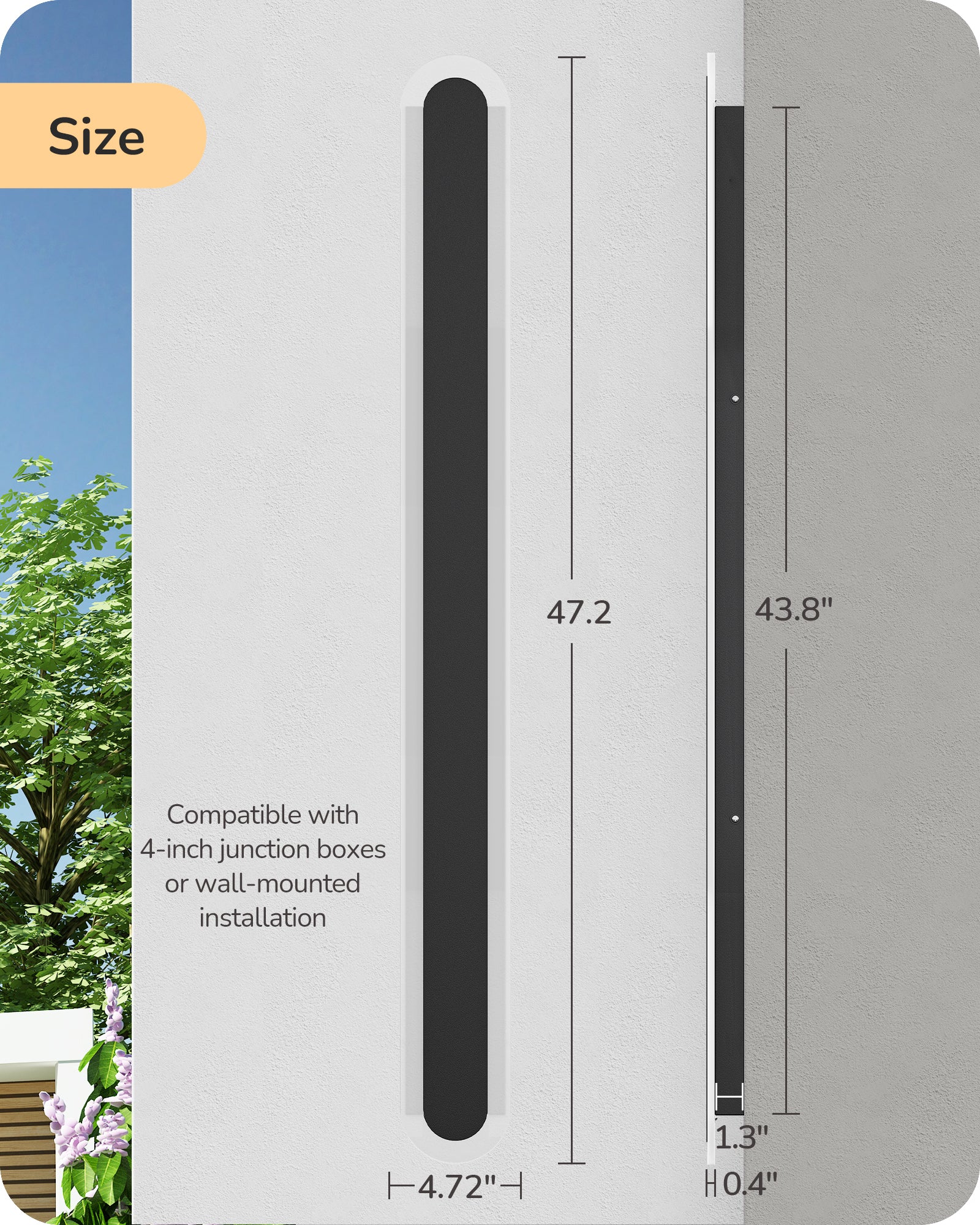 EDISHINE Upgraded 2 Pack 39.4" LED Outdoor Wall Light, Dimmable & 3 CCT, Linear Modern Exterior Lighting Fixtures, IP65 Waterproof, Oval Long Outside Wall Sconce for Garage, Porch