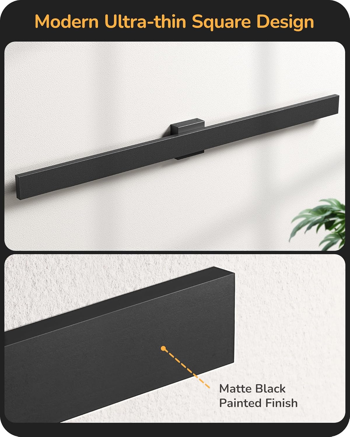 EDISHINE 47" LED Outdoor Wall Lights, 3CCT & 10%-100% Dimmable, IP65 Waterproof, Modern Exterior Lighting Fixtures, Linear Long Exterior Wall Light for House, Yard, 2 Pack, Black
