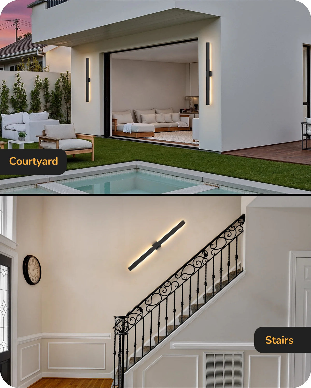 EDISHINE 2 Pack Dimmable LED Outdoor Wall Lights, Oil Rubbed Bronze-HOWL22E