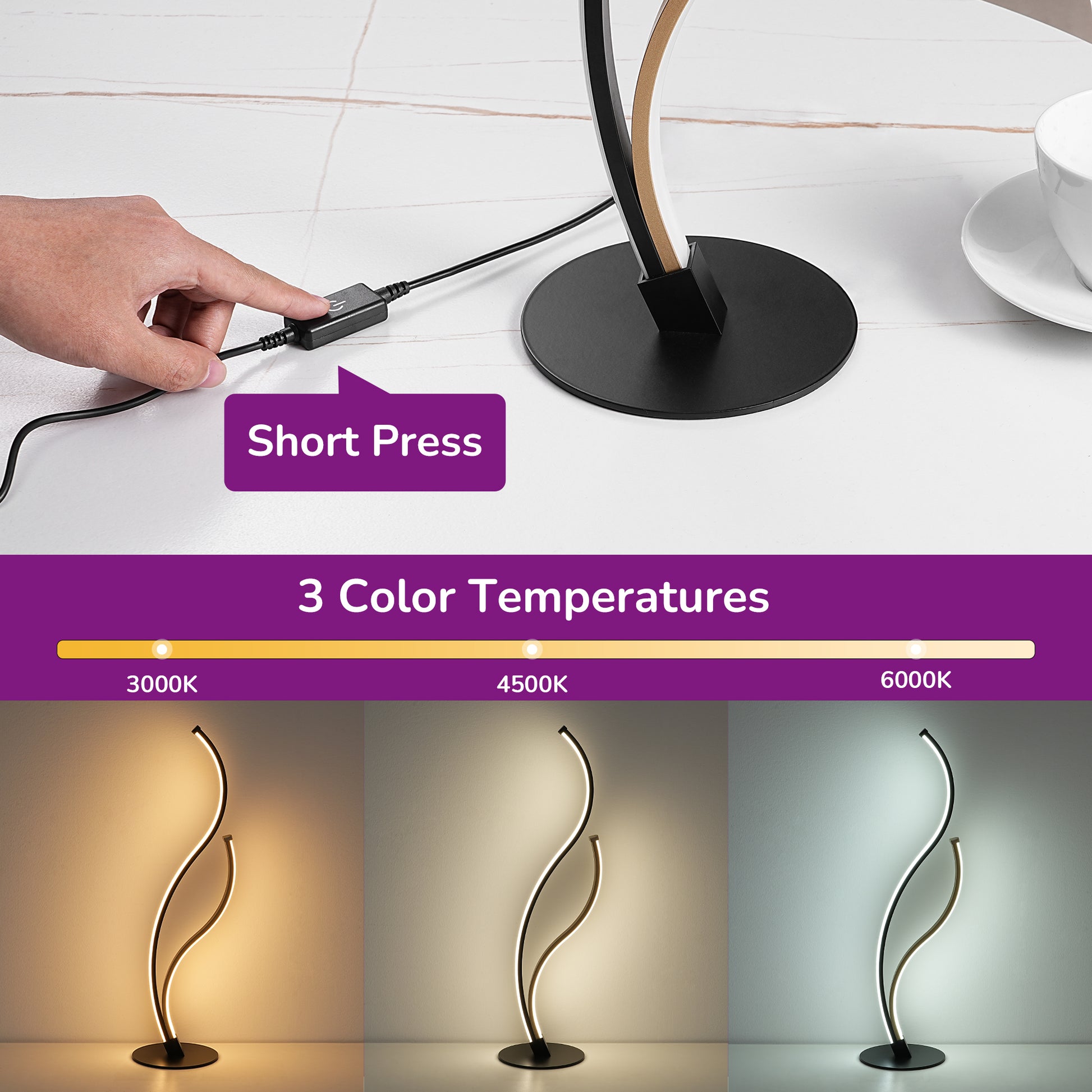 EDISHINE Novelty Led Table Lamp With Touch Control-HWTL02V