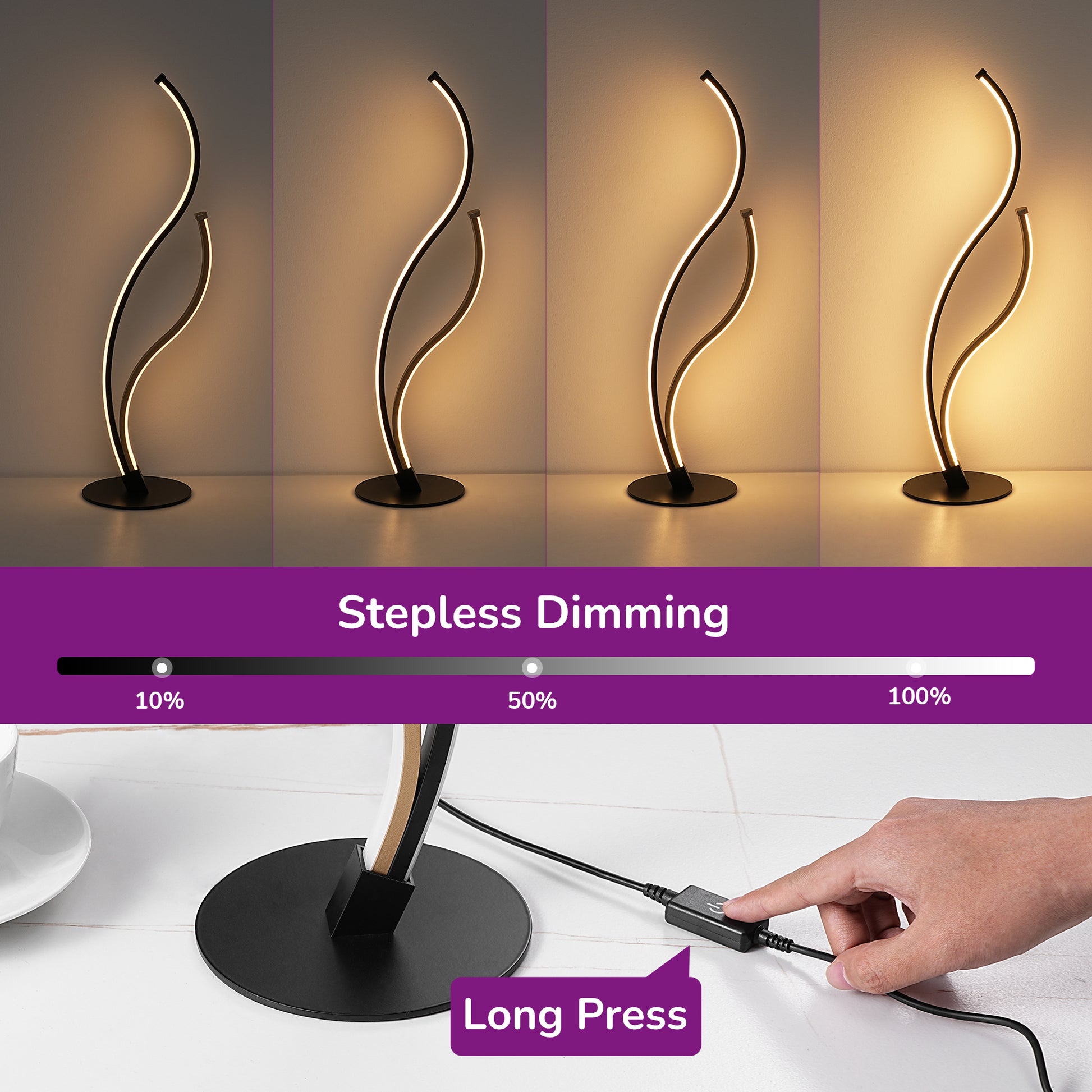 EDISHINE Novelty Led Table Lamp With Touch Control-HWTL02V