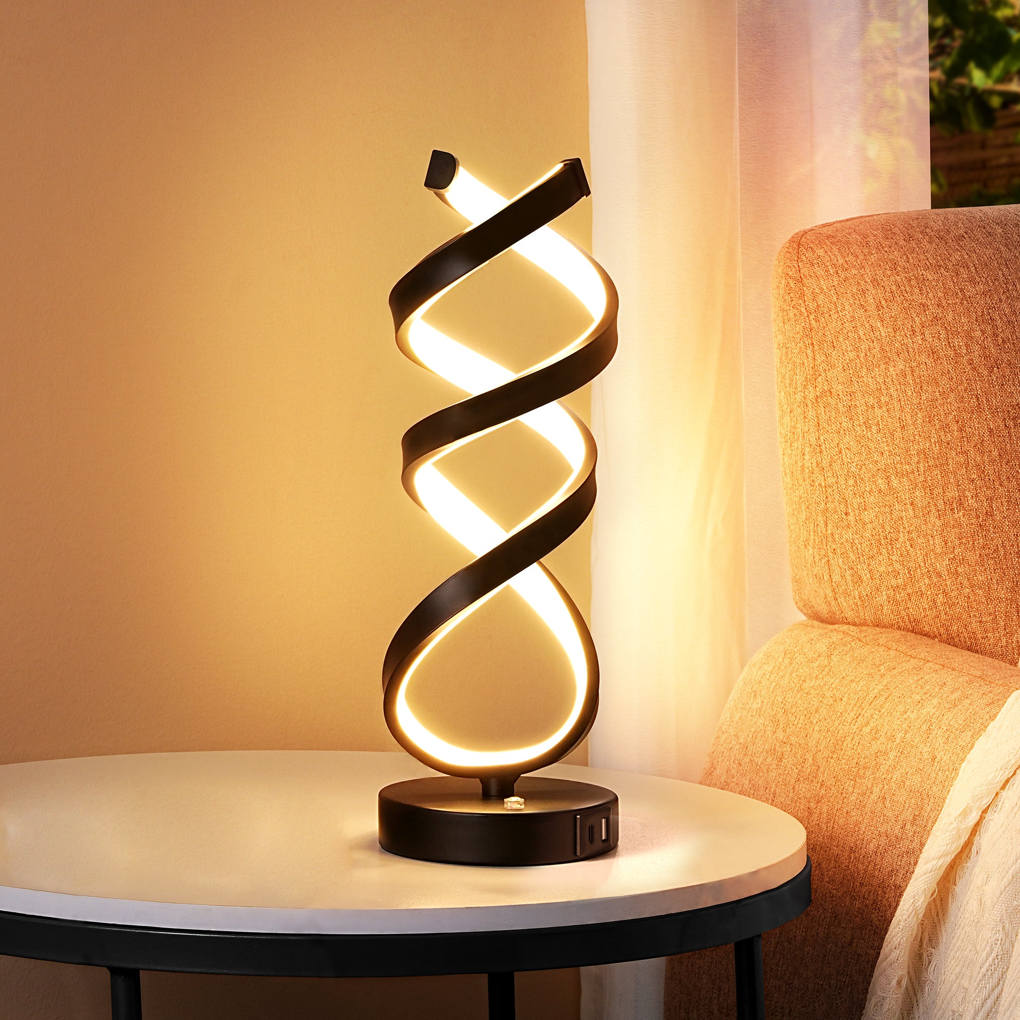 EDISHINE Novelty Touch Control Led Table Lamp With Usb Ports-HWTL02Y