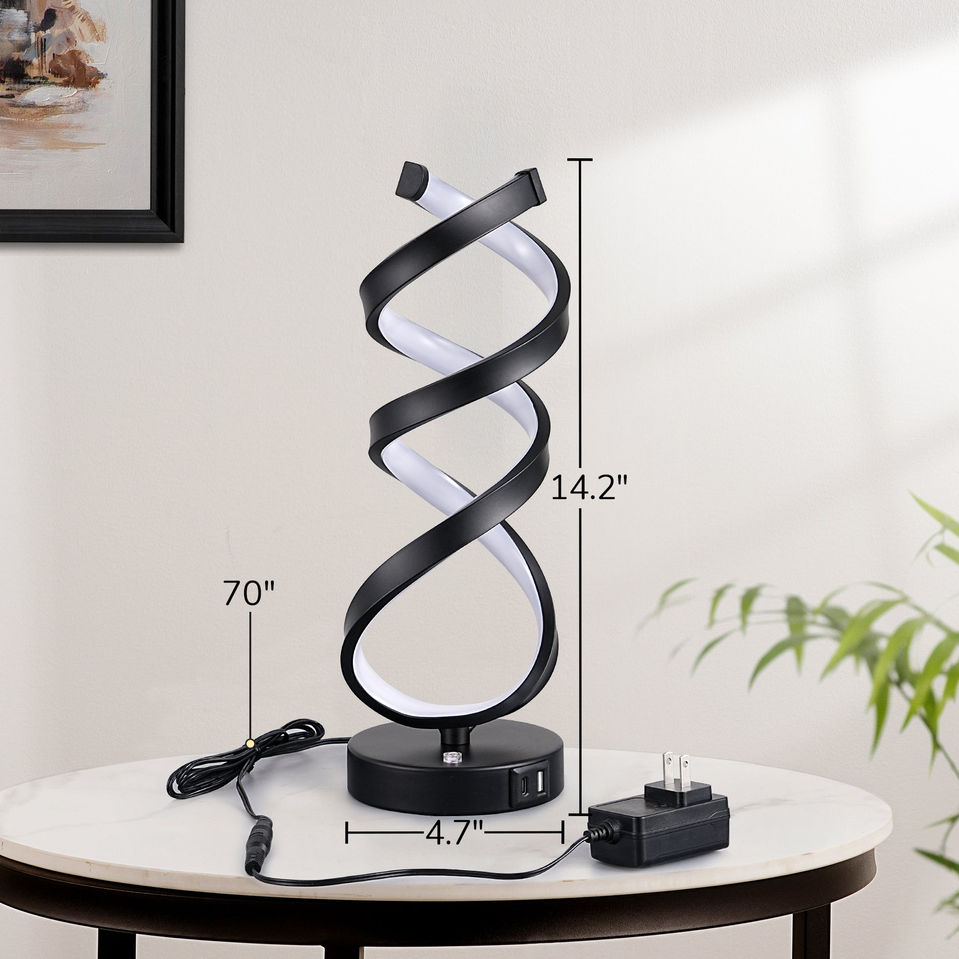 EDISHINE Novelty Touch Control Led Table Lamp With Usb Ports-HWTL02Y