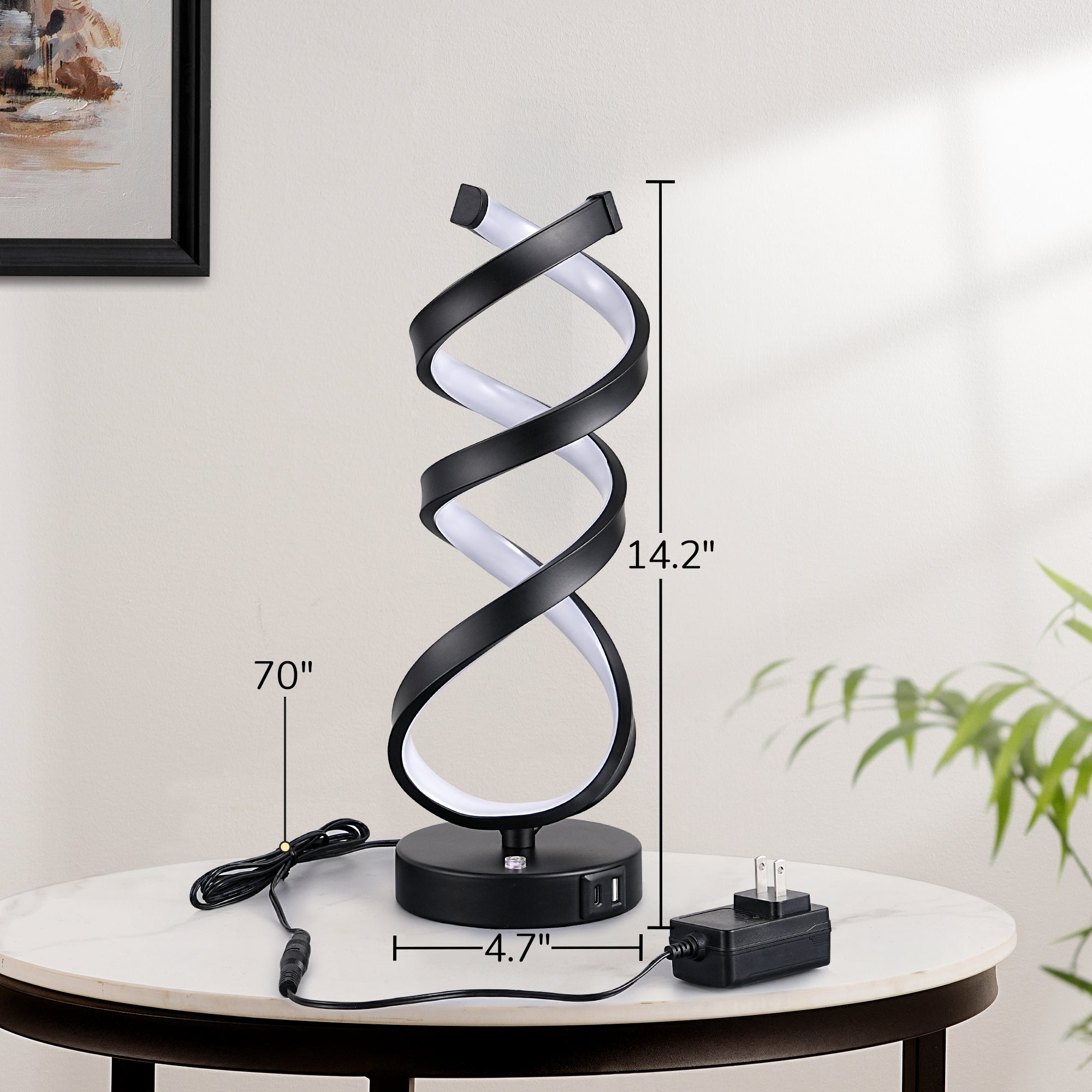 EDISHINE Novelty Touch Control Led Table Lamp With Usb Ports-HWTL02Y