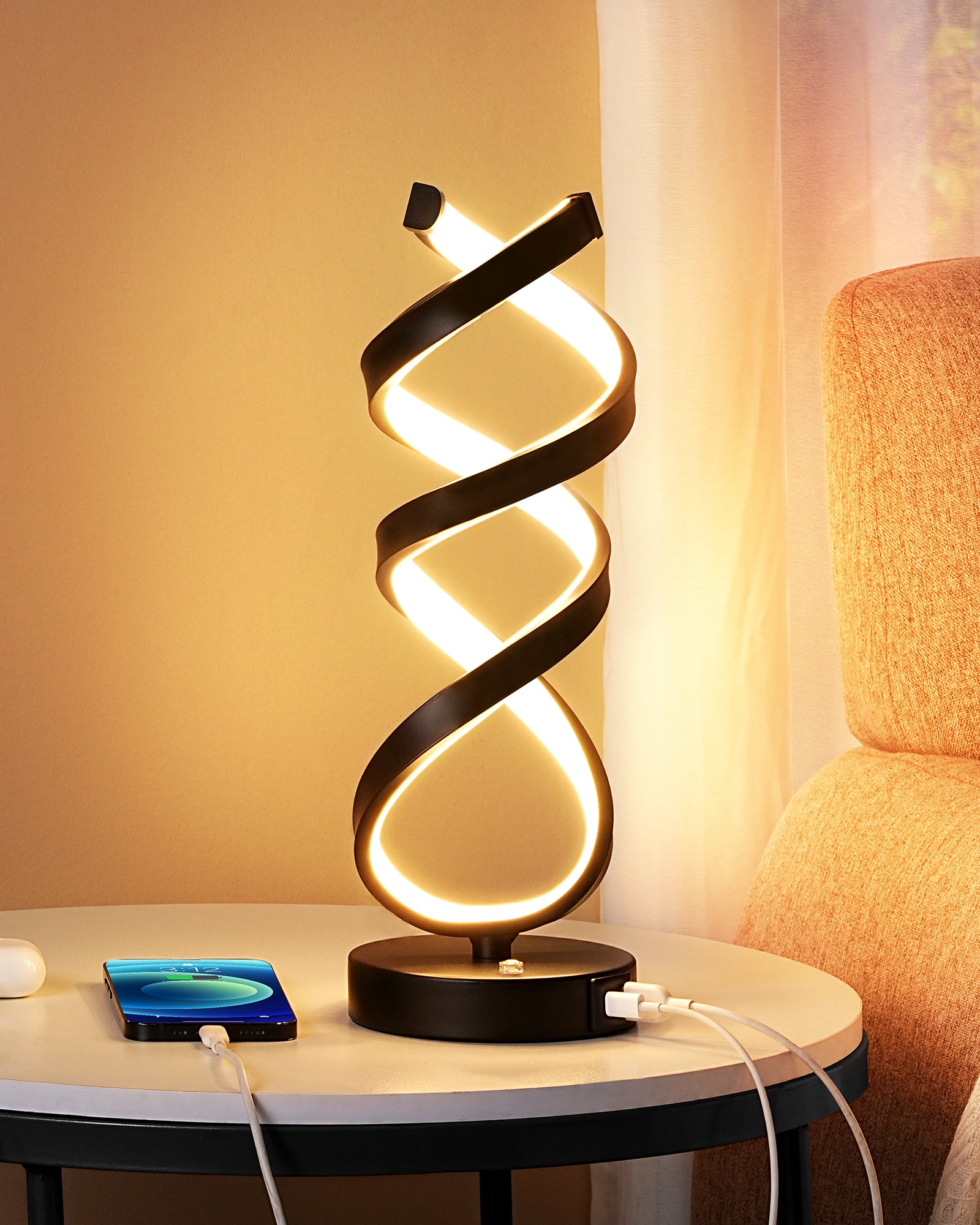 EDISHINE Novelty Touch Control Led Table Lamp With Usb Ports-HWTL02Y