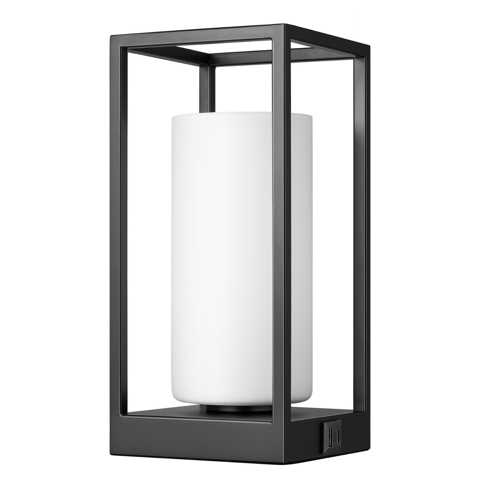 Touch-Control Modern Table Lamp with Dual USB Ports & White Glass Shade