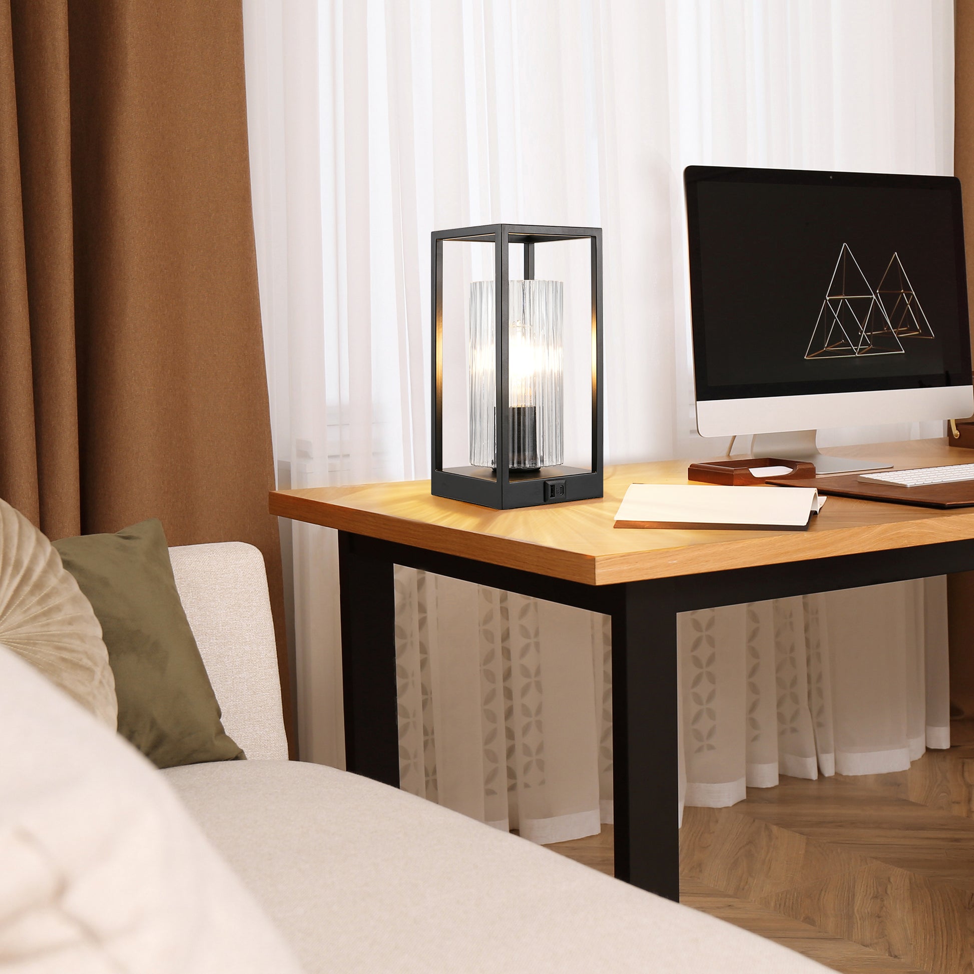 EDISHINE Dimmable Table Lamp With Touch Control And Usb Ports-HWTL12G