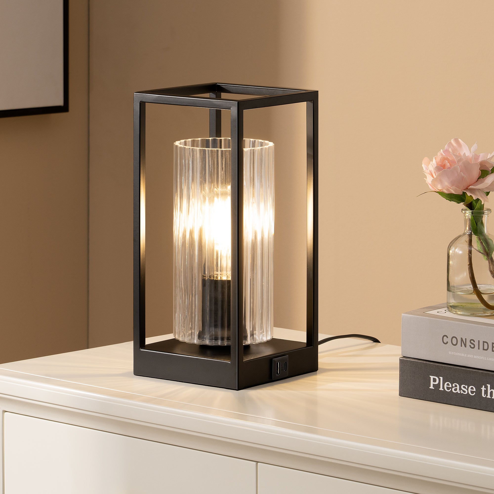 EDISHINE Dimmable Table Lamp With Touch Control And Usb Ports-HWTL12G