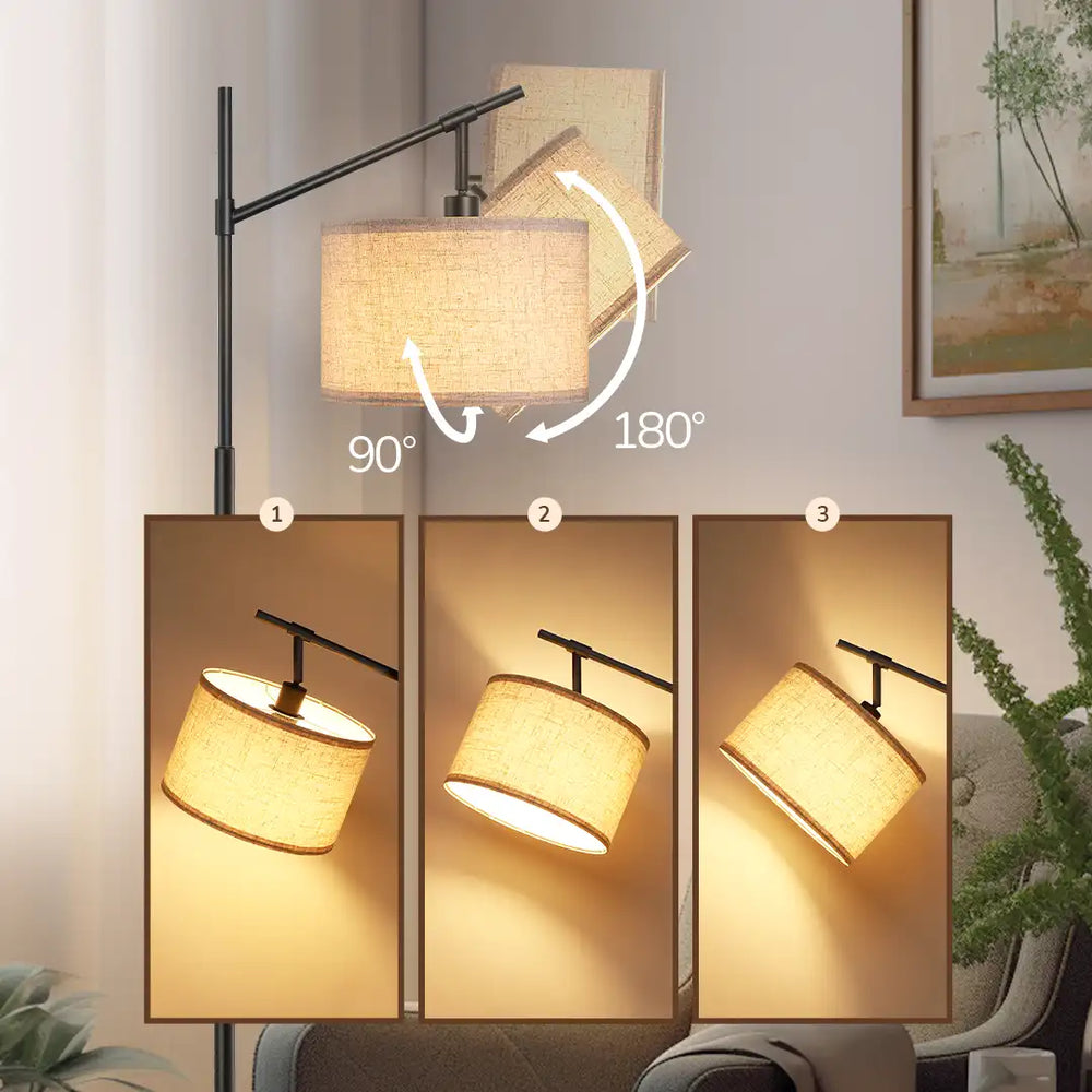 Floor lamp with adjustable arm in a room setting