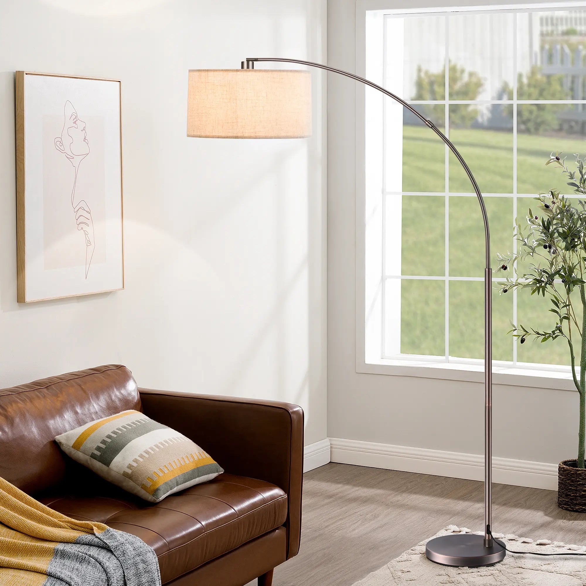 Linen  Arched Shade Floor Lamp (78.4")