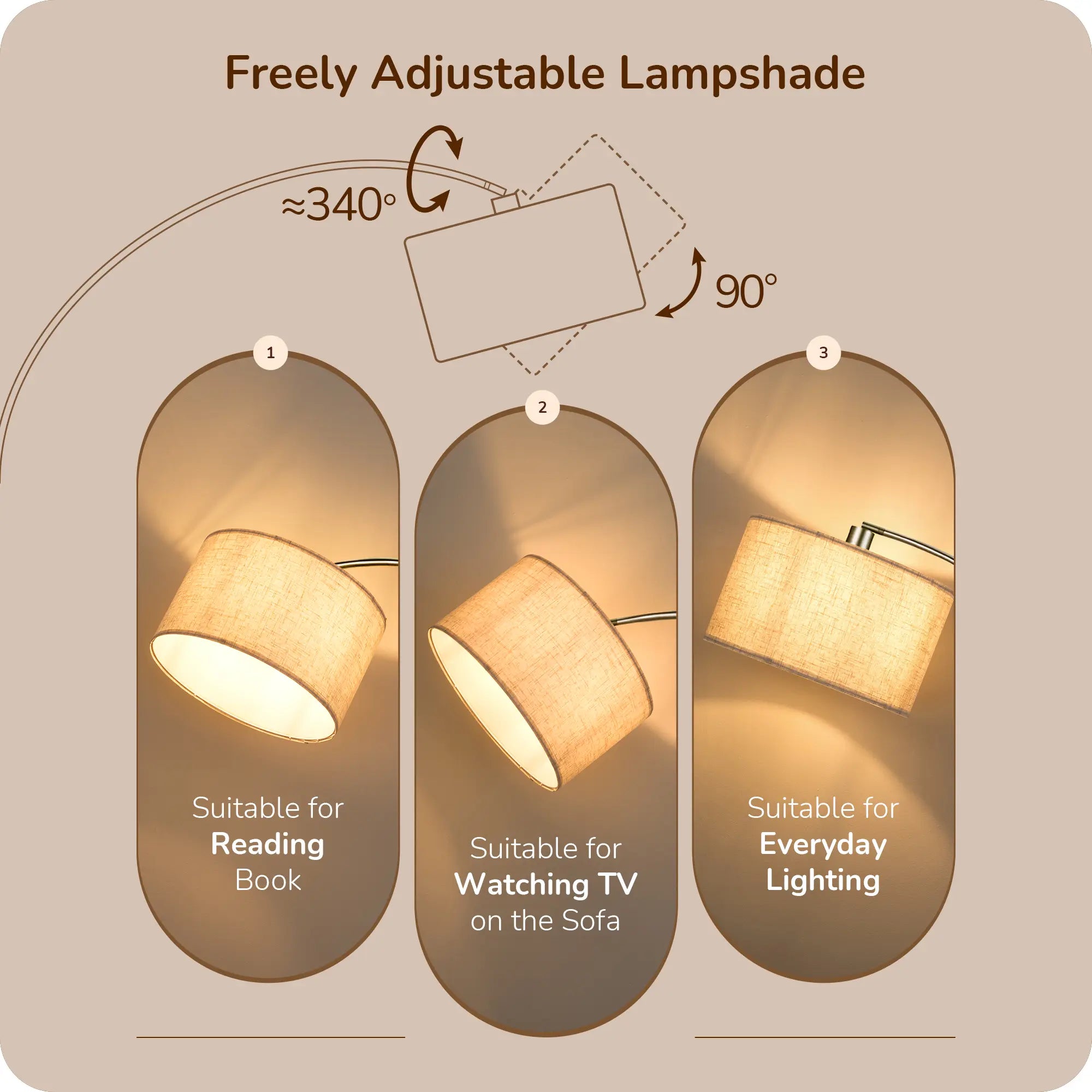 Linen  Arched Shade Floor Lamp (78.4")