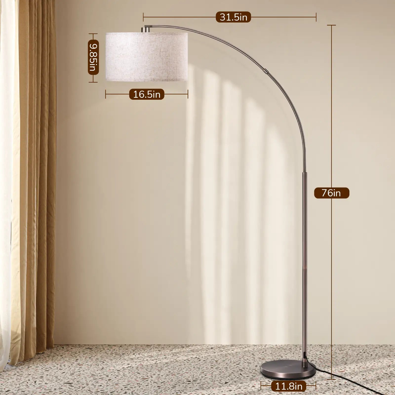 Linen  Arched Shade Floor Lamp (78.4")