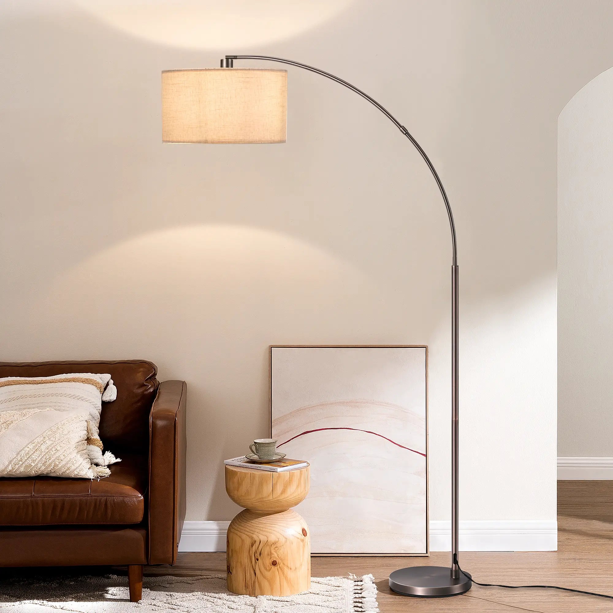Linen  Arched Shade Floor Lamp (78.4")